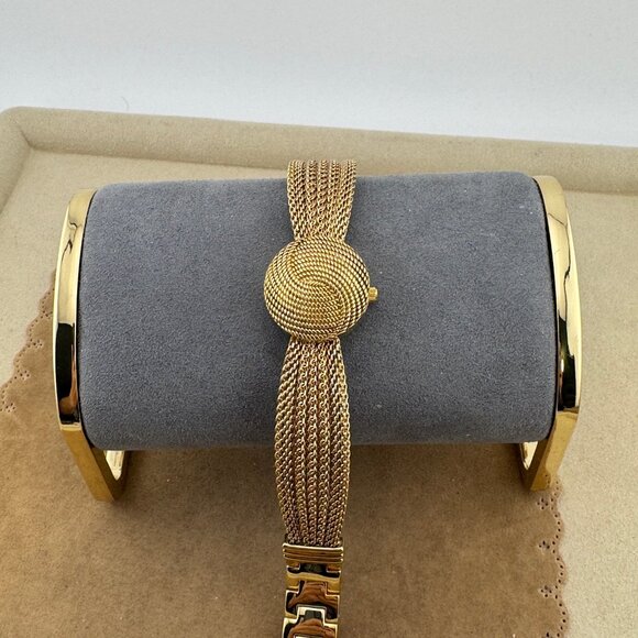 Anne Klein Peak-a-Boo Gold Braided Bracelet Flip Top Watch main image 10